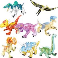 YG77087 Spalvingi dinozaurų statybiniai blokai 8 Tyrannosaurus Rex dvigubos karūnėlės Dragon Styx Dragon mažų dalelių surinkimo žaislai pink
