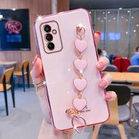 Fashion Love apyrankės grandinės padengimo silikoninis dėklas, skirtas Samsung Galaxy M53 M33 M62 M52 M42 M32 M22 M12 M02 M31 M51 4G 5G dangtelis M02 rožinė