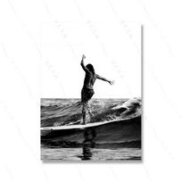 Mergaitė Jachta Meninės Nuotraukos Juodai Baltas Plakatas Spaudinys Moteris Seksuali Pajūrio Nuoga Fotografija Banga Drobės Tapyba Kambarys Namų Dekoravimas 21x30cm No Framed