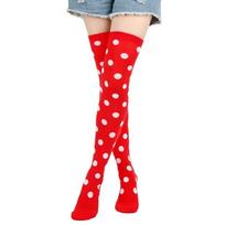 Ilgi moteriški kojinės virš kelių dryžuotos iki šlaunų taškuotos moteriškos juodos baltos rožinės Cosplay Lolita Harajuku Y2k One Size red