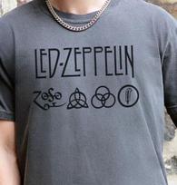 Led Zeppelin Simboliai Marškinėliai Roko Grupė Premium Vintage Juodi Comfort Colors Marškinėliai L