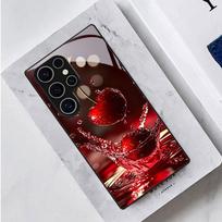 Cherry patterned glass phone case suitable for Samsung Galaxy S26 S25 S24 S23 S22 S20 FE Ultra Plus anti drop back cover Galaxy S26 juoda
