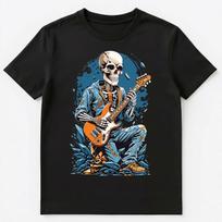 Skeleton Playing Guitar Rock Garage Band Graphic Unisex T-shirt Tops Tees Unisex 4XL