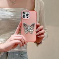 ins induction plating solid color for iPhone17promax Apple 16 mobile phone case butterfly holder 15/14PM13 11(without packaging)