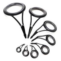 8 vnt. meškerės žiedų keraminių žiedų didelio anglies plieno ovalus viršutinis 6-30 mm meškerės remonto rinkinys pakaitinis rinkinys žvejybos reikmenys black