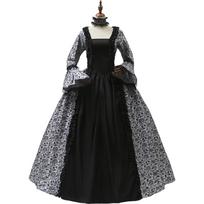 Cosplay Dress Medieval Flare Sleeve Party Gown Gothic Floral Robe S sidabras