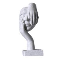 3D Printed Mascara Shaped Figurine, Creative Human Face Art Ornament with Faux Stone Texture, Stylish Desktop Decor, Unique Art Toy pilka