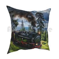 GarvežysHarco siaurojo geležinkelio linijos ( Vokietija ) Pagalvės užvalkalas Spausdintas Namų Minkštas Mesti Pagalvė Lokomotyvas Garvežys 30x30cm 12x12in gray