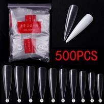 500pcs Long Coffin Stiletto Fake Nails ABS New Design Ballerina Nail Art Tips Clear/Natural Fake Nails Tips 500PCS