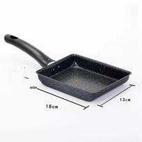 Japoniška kvadratinė keptuvė „Tamagoyaki“ su nelimpančia danga, plokščiadugnė omleto keptuvė su „Maifan“ akmens danga 13*18cm handle juoda