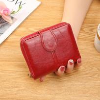 Women's Short Card Holder, Small Fresh Zipper Wallet, Two-fold Coin Purse One Size