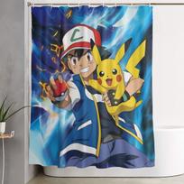 Pokemono personažai Animacinis Squirtle Dušo užuolaida Vonios kambario dekoravimui Lengvos dušo užuolaidos su kabliukais 90x180cm yellow