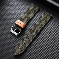18mm 20mm 22mm Vintage Cowhide Tweed Nylon Strap Quick Release Weave Bracelet Smartwatch Watch Band for Omega for Seiko 18mm chaki