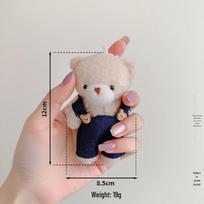 Rožinė meškiuko pliušinė lėlė Overall raktų pakabuko žavesys mergaitėms 12—16.5CM