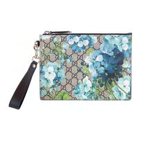 Gucci GG Blooms Logotipas Pelargonijų Spaudinio Drobės Ir Odos Delninė Maža Moteriška Delninė Smėlio Spalvos Mėlyna 546349-KU2HN-8499 Basic Set (Bag+Dust Bag)