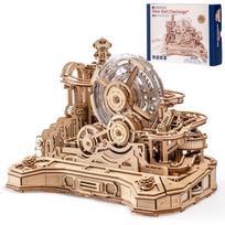 ROKR 3D Puzzle Maze Ball Wooden Pinball Game Machine Assembly Kit DIY Craft Creative Model Race Board Game 6 Stages Challenge Interior Decoration Home