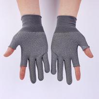 Non-slip Touchscreen Gloves Nylon Men Women Outdoor Summer Motor Cycling Driving Sports Fitness Breathable Half Finger Gloves Grey 1Pair