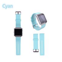 Silicone New Replacement Sport Band Bracelet Strap For Fitbit Tracker Blaze Large 6.7" - 8.1" žalsvai mėlyna