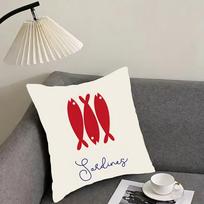 Cute Coastal Charm SardineS INS Cushion Cover Pillowcase Ultra Soft Skin Friendly Fabric Cloud Like Comfort  Concealed Zipper 40x40cm16x16in