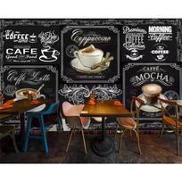 Tapetai 3D Fototapetas Europos ir Amerikos Stiliaus Retro Rankomis Dažytas Juoda lenta Kavinė Maitinimas 3D Tapetai 200 cm(W) x 140 cm(H) gray