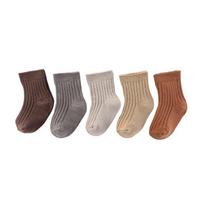 5 poros unisex 100% medvilninės mergaičių kojinės neslystančios vienspalvės 0-5 m. elastingos naujagimio berniuko kojinės kūdikių aksesuarai XS(0-6M) gray