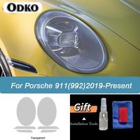 2 vnt. Automobilio priekinių žibintų apsauginė plėvelė, dūminio juodo atspalvio vynilinė plėvelė, skaidrus TPU lipdukas, skirtas Porsche 911 992