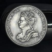 1702 m. Anglijos karalienė Ana Auksinės/Sidabrinės Monetos, Dovanų Medaliai, Monetų Kolekcionuojami Daiktai sidabras