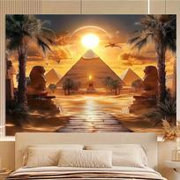 1 vnt. Egipto piramidės dykumos fonas persiko odos gobelenas poliesterio gobelenas tinka svetainei, miegamajam ir biurui juostelės 74x94cm(29x37in)
