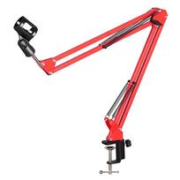Microphone Stand Desk Adjustable Compact Microphone Suspension Boom Scissor Arm Stand Professional Streaming Clamp raudona