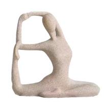 Zen Yoga Sculpture, Sandstone Textured Resin Meditation Figurine, Abstract Yoga Pose Decor for Living Room & Bookself, Home Accessories Small A