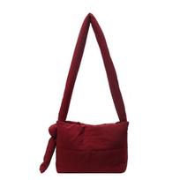 Solid Color Shoulder Messenger Bags Large Capacity Down Cotton Padded Shopping Bag Lightweight Quilted Totes for Women Girls brown