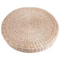 Prabangus 40 cm apvalus pufas, tatamio sėdimoji pagalvėlė, pagaminta iš natūralios šiaudų medžiagos Round beige