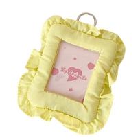 Ruffled Trim Photocard Sleeve for Keychain Bag Charm Card Protector 3Inch Photo Card Covers for School Office Supplies geltona