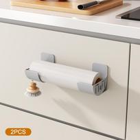 No-Drill Kitchen Storage Rack Set- Multi-Functional Fresh Film & Garbage Bag Organizer For Cabinets And Refrigerator Sides