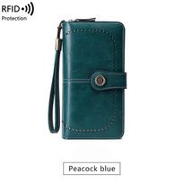 Aukštos kokybės moteriška piniginė RFID nuo vagystės odinės piniginės moterims su ilgu užtrauktuku, didelis moteriškas sankabos krepšys, moteriškas piniginės kortelių laikiklis