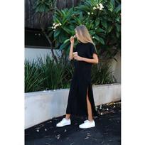 Moteriška suknelė Vasarinė laisvalaikio trumpomis rankovėmis Retro apynasriu Solid Beach Ilga Suknele Apvaliu Kaklu Sling Madingi Paplūdimio Drabužiai L juoda