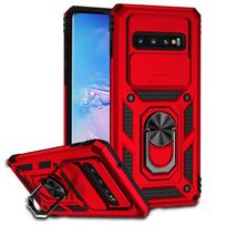 Skirtas Samsung Galaxy S10 S10 Plus dėklui, slankiojančiam fotoaparato objektyvui, apsauginiam telefono dėklui, skirtas Samsung S10 Plus magnetinio žiedo laikiklio galinis dangtelis For Galaxy S10 raudona