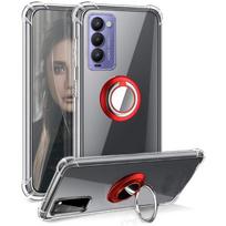 Skaidrus smūgiams atsparus žiedo laikiklis telefono dėklas, skirtas Tecno Camon 30 20 Pro19 Neo 18 Premier 17P 17 16 Premier oro pagalvės skaidrus galinis dangtelis Camon30 Premier 5G raudona