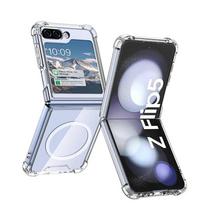 Skaidrus magnetinis dėklas su Magsafe, skirtas Samsung Galaxy Z Flip 6 5 4 3 Flip6 Flip5 Flip4, skaidrus smūgiams atsparus dangtelis su oro pagalvėmis For Samsung Galaxy Z Flip 3