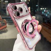 Luxury Plating Phone Case for iPhone 17 Pro Max 16 Plus 15 14 13 12 11 17 Air With Magnetic Ring Holder Stand Bracket Rack Cover iPhone 11