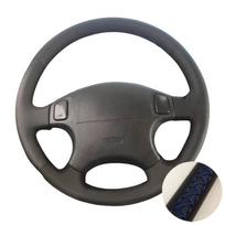 Rankomis siuvama automobilio vairo apdaila iš mikropluošto odos Honda CRV CR-V Accord 6 Odyssey Prelude Civic 1996-2003, Acura CL Gray Thread black