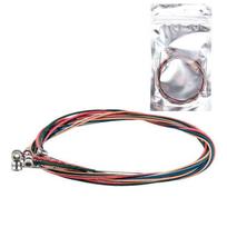 Acoustic Guitar Strings, A Set of Six Acoustic Guitar Strings, Individually Packaged Red Copper Brass Color Strings, Set Strings