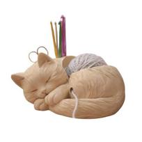 Cat Yarn Bowl for Crocheting And Knitting, Cute Yarn Holder Organizer, Stylish Minimalist Yarn Bowl for Crochet Lovers And Knitters oranžinė