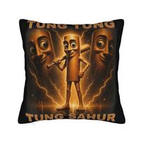 Pillow Case Tung Tung Tung Sahur John Pork Meme Brainrot Design  Pillow Cover For Office Car Home Decor Novelty Pillowcases 30cmx30cm
