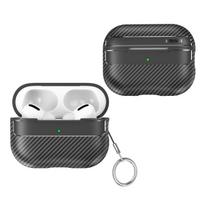 YurKem anglies pluošto ausinių dėklas Apple Airpods Pro 2 smūgiams atsparus dangtelis Air pods Pro 2 priedai raktų pakabukas For Airpods Pro 2 juoda