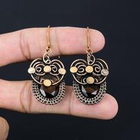 Beautiful Smoky Topaz Gemstone Handmade Pure Copper Wire Wrapped Earring Jewelry 2.56 Inches ruda