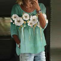 Linen Shirts For Women 3/4 Sleeve Button Down O Neck Summer Tops Dressy Casual Cute Shirts L armijos žalia spalva