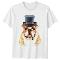 Bulldog Top Hat Cigar Mens T-Shirt Funny Dog Lover Tee S