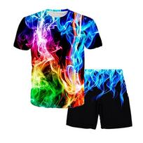 Children's set,3D Printing,O Neck,Short Sleeve,Casual,Lightweight Top,halloween,Hip Hop ,2-piece set,Fashion 100