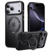 360° Rotating Stand Magnetic Orange Case for IPhone 17 Pro Max 17Air 17Pro Luxury Metal Button Folding Bracket Shockproof Cover iPhone Air matinė juoda spalva